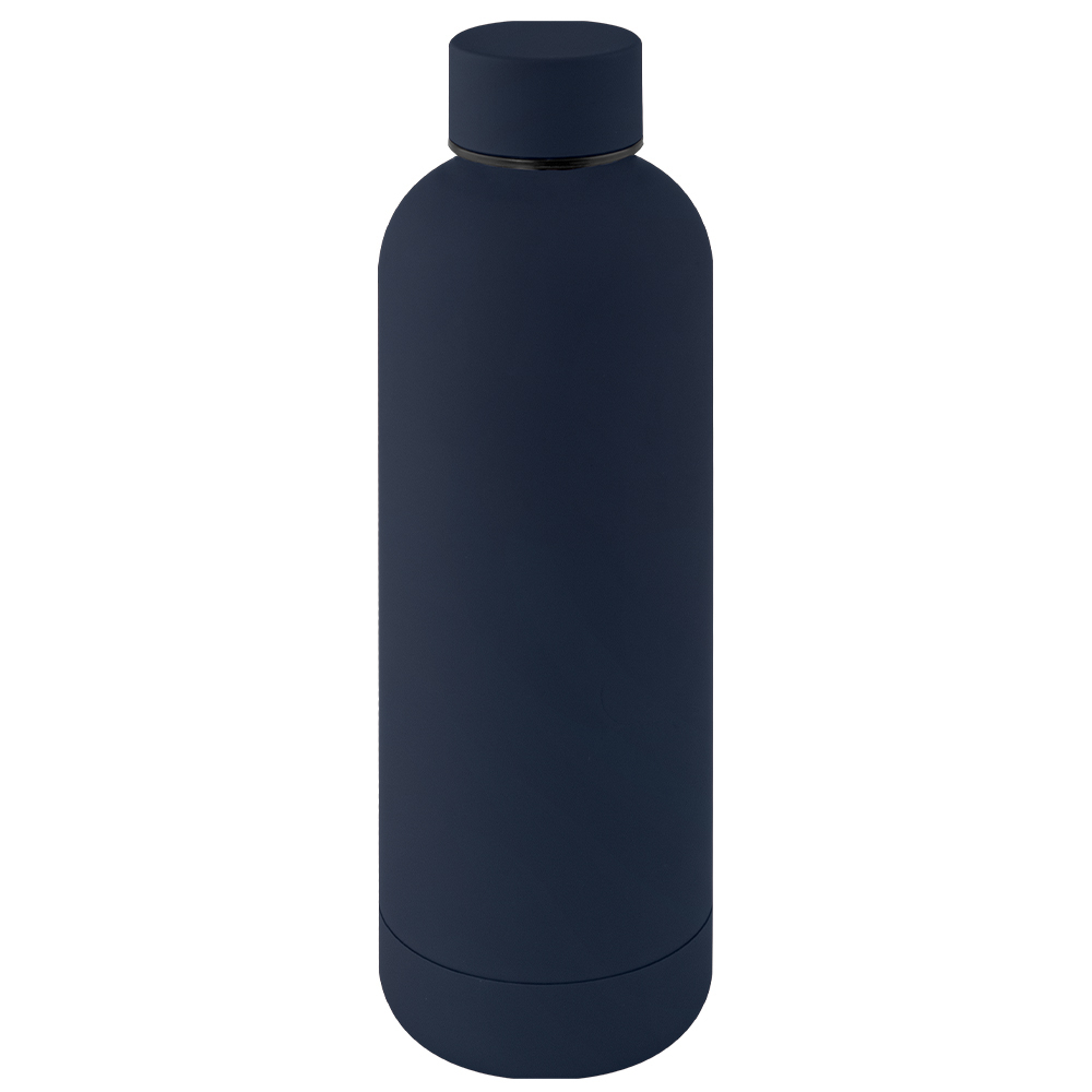 Bouteille inox recyclé 500ml à personnaliser RUBBER Bleu marine